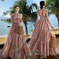 Rainbow Stripe Beach Maxi Dress