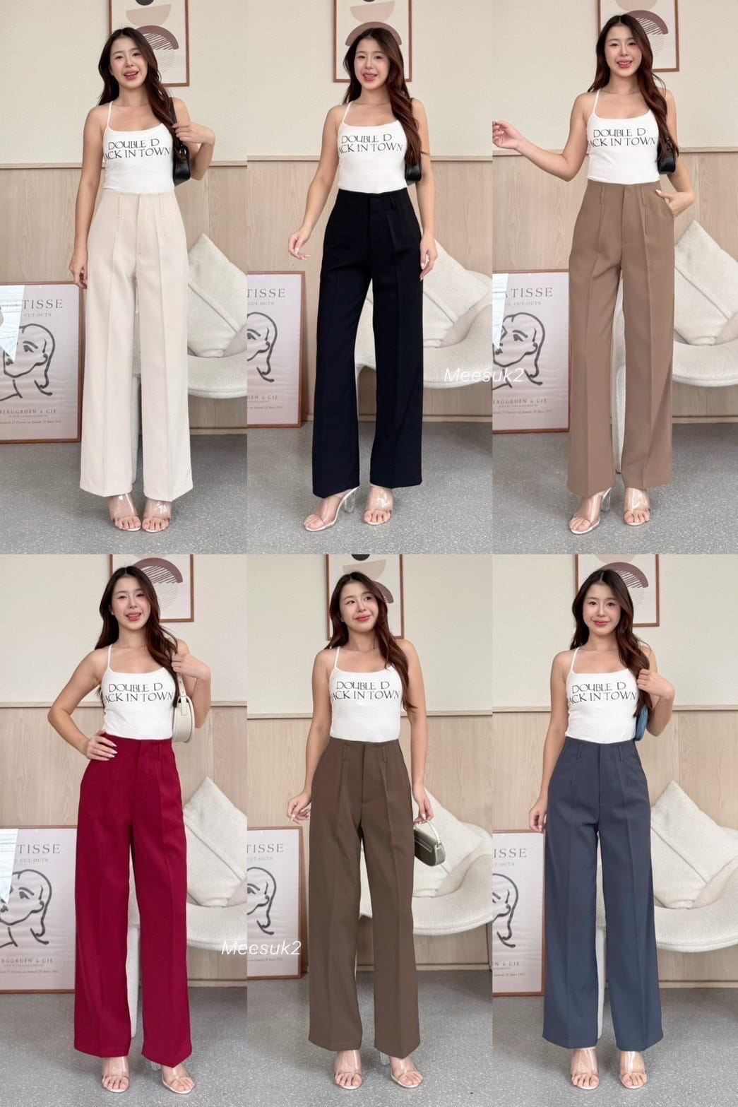 Wide Leg Pleated Trousers